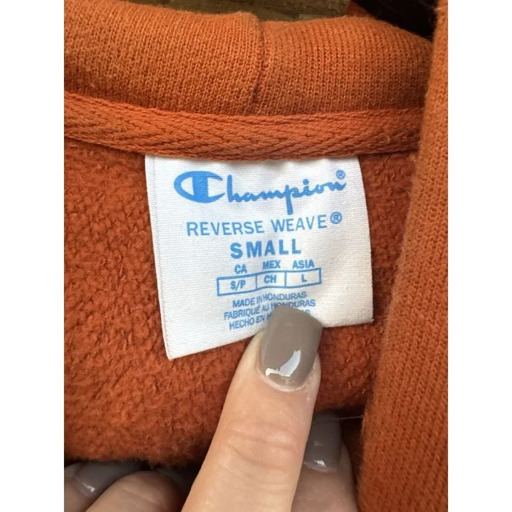 Champion REVERSE WEAVE‎ Hoodie Sweatshirt Small Blank Dark Orange